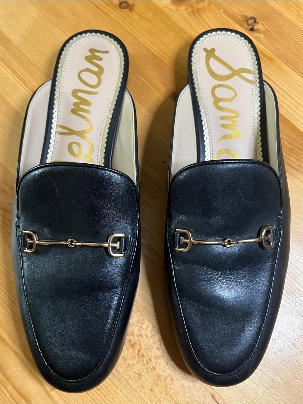Sam Edelman Black Leather Slip-On Bit Loafer Mules